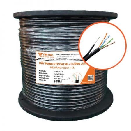Cáp mạng Cat5E UTP 25AWG kèm cường lực – PE
