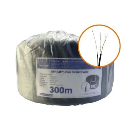 Dây điện thoại 4 lõi, có thép treo (cuộn 300m) Vĩnh Thịnh
