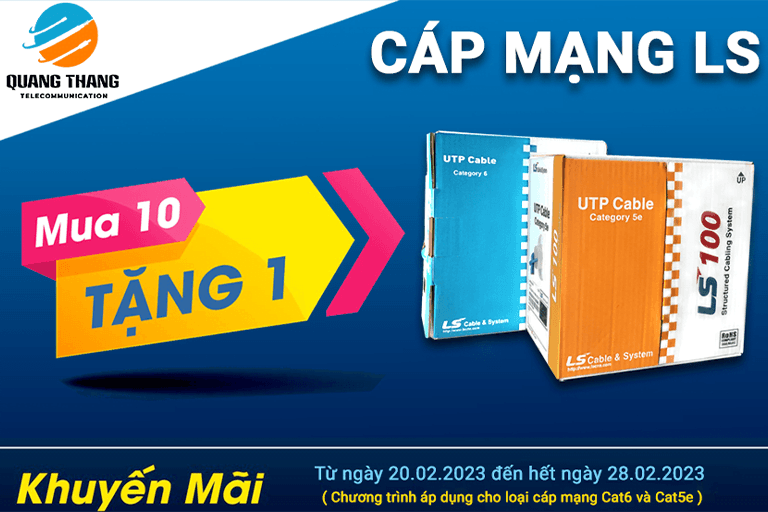 Chương trình mua 10 tặng 1 cáp mạng LS (Thùng 100m)