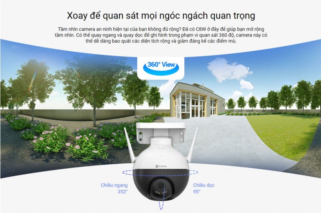 Camera Wifi ngoài trời 4MP EZVIZ C8W quay quét 360 độ