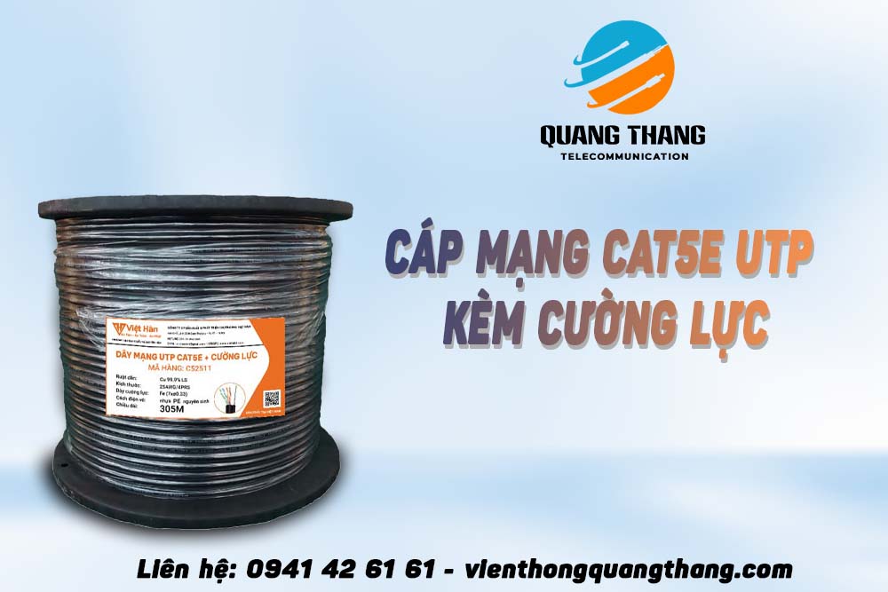 Cáp mạng Cat5E UTP 25AWG kèm cường lực – PE